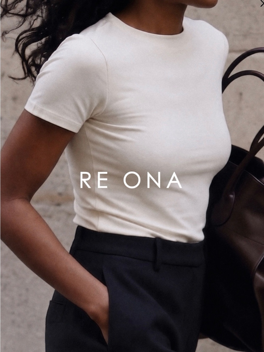 Re Ona White Short Sleeve Crewneck Tee Size Small